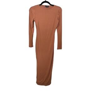 Elegant Tan Long Sleeve Dress
